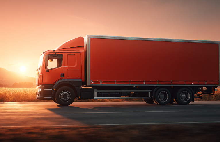 Красная фура перевозит ветеринарные препараты. Biocard - перевозки ветеринарных грузов с температурным режимом по РФ, миру.